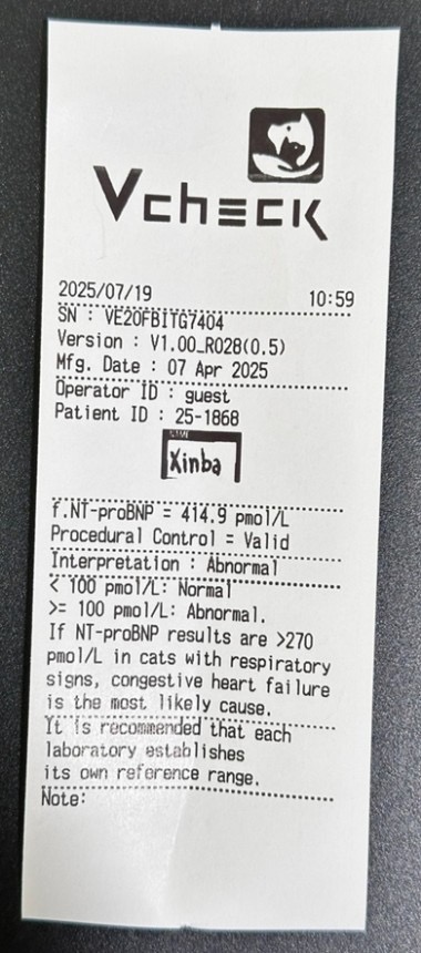 Xinba NT-proBNP result slip